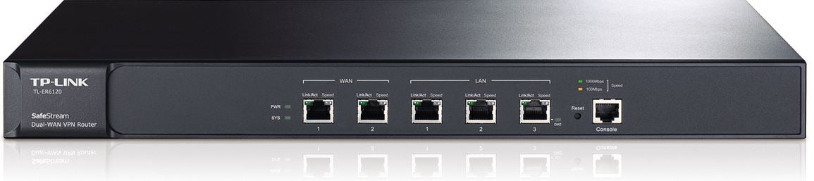 TP-Link TL-ER6120 SafeStream Gigabit Dual-WAN VPN Router 2 WAN ports 2 LAN ports 1 DMZ port multiple VPN 100 IPsec VPN tunnels (LS) - Straight Forward AV and IT