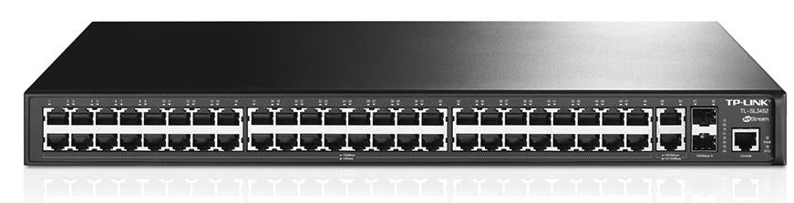 TP-Link TL-SL3452 JetStream 48-Port 10/100Mbps + 4-Port SFP Gigabit L2 Managed Switch 17.6Gbps Bandwidth 13.1Mpps Packet Forwarding L2/L3/L4 QoS LS - Straight Forward AV and IT