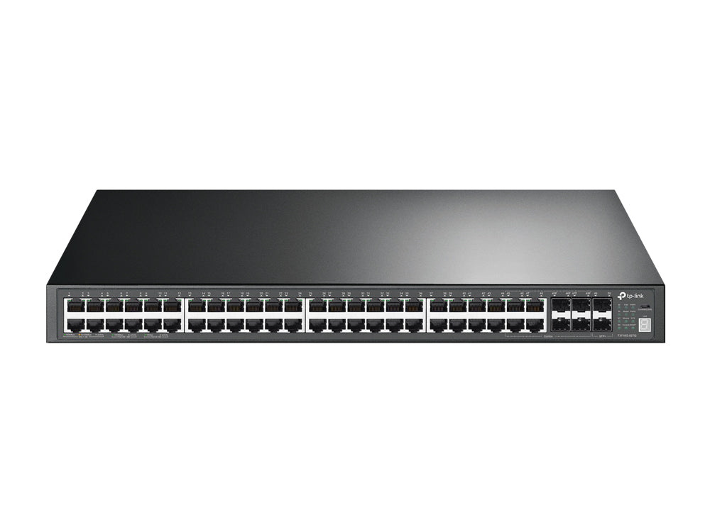 TP-LinkT3700G-52TQ JetStream 52-Port Gigabit Stackable L3 Managed Switch 48 Gigabit Port + 4 Combo Gigabit SFP Slots + 4 10Gb SFP+ Slots 176Gbps - Straight Forward AV and IT