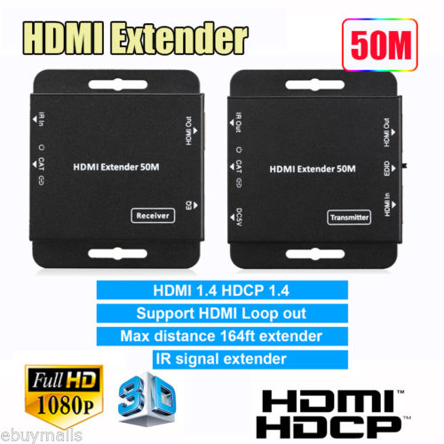 50M HD 1080P HDMI Signal Extender RX+TX Over Cable Cat6/Cat5e HDCP IR Control AU - Straight Forward AV and IT