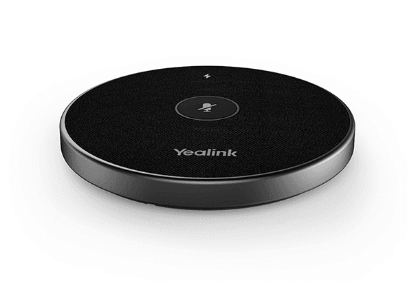 Yealink VCM36-W wireless microphone top view showing mute touchpad