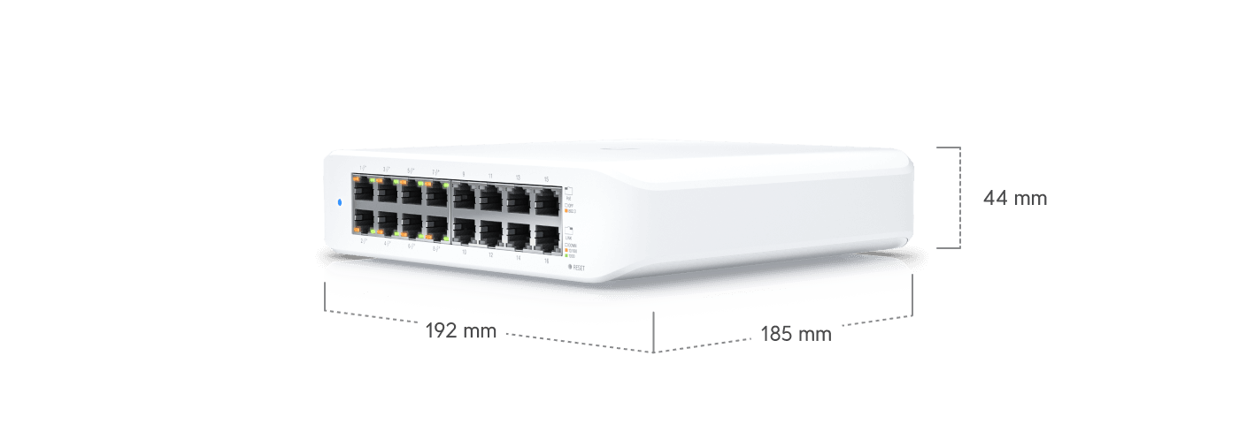 UniFi Switch Lite 16 PoE USW-Lite-16-PoE rear panel showing power input