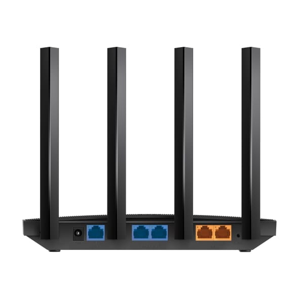 TP-Link ER605W angled view showing router design and external antennas