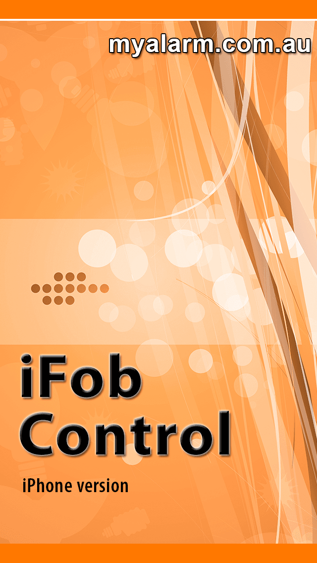 iFob Control smartphone app home launch screen showing alarm system status